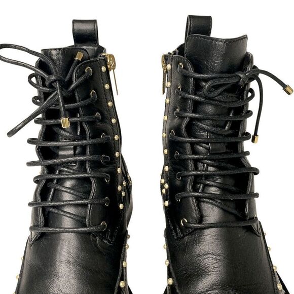 Jimmy Choo Hannah Faux Pearl-embellished Leather Motto Combat Ankle Boot EU 36.5 - Picture 3 of 10